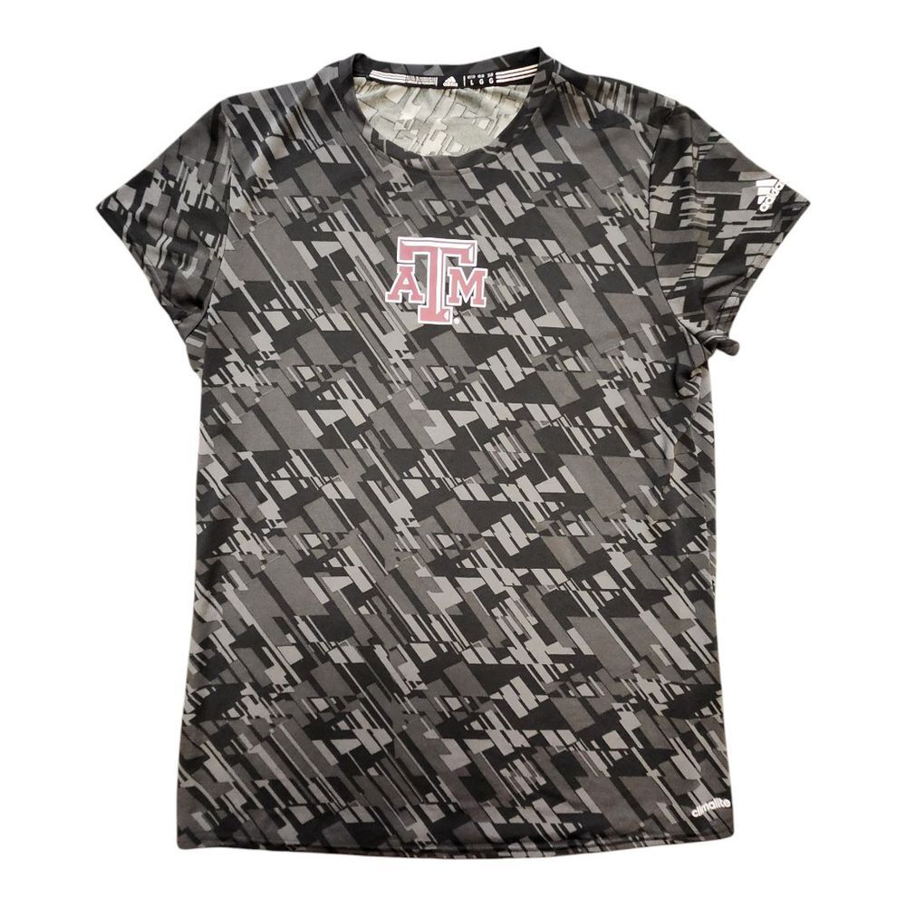 NWOT Adidas ClimaLite Shirt Men's Large Black Gray Texas A&M Short Sleeve Aggies